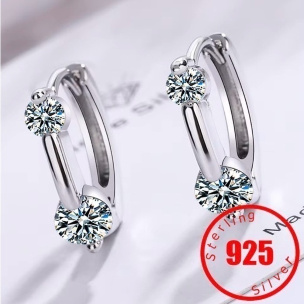 New Sterling Silver and Crystal Earrings